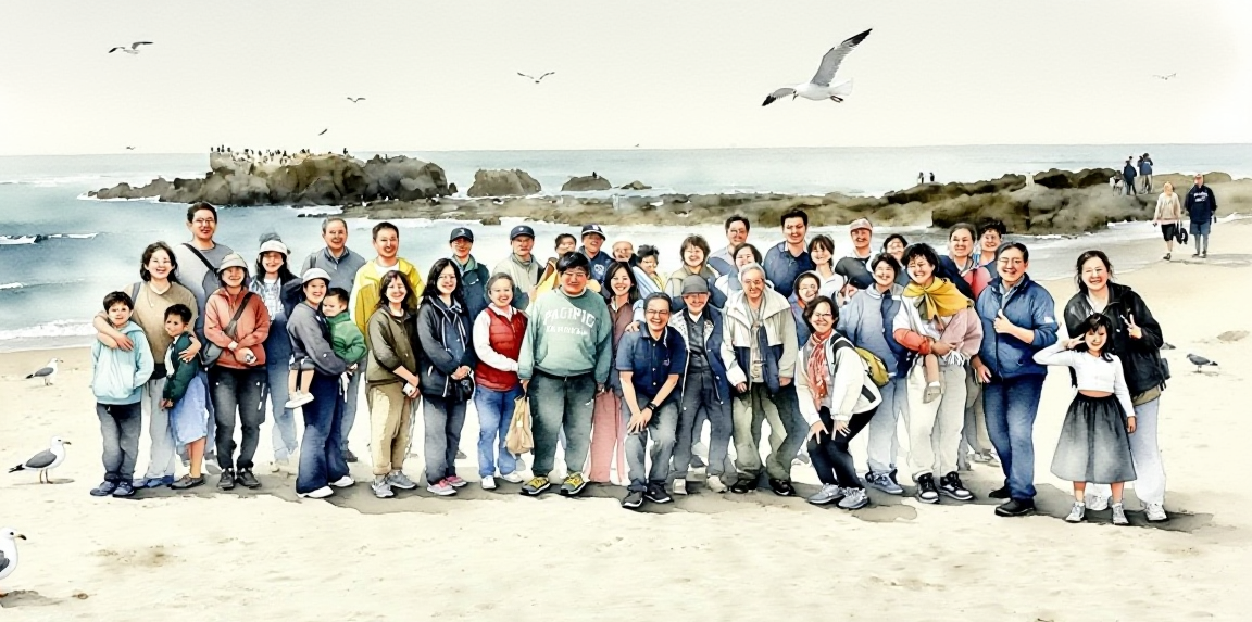 The Spring Water of Joy Church community gathering at the beach